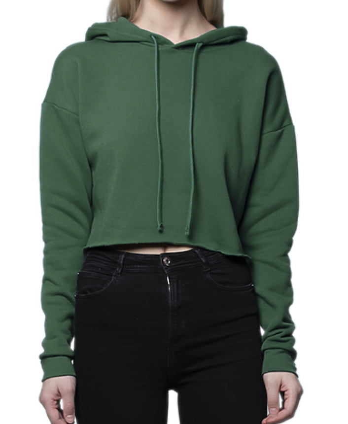 CROPPED ORGANIC HOODIE ARMY GREEN