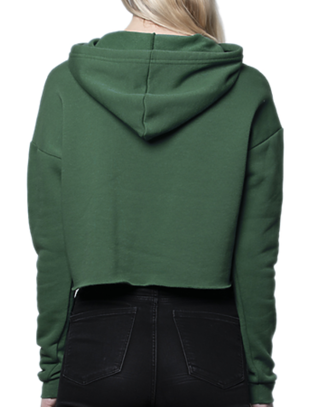 CROPPED ORGANIC HOODIE ARMY GREEN